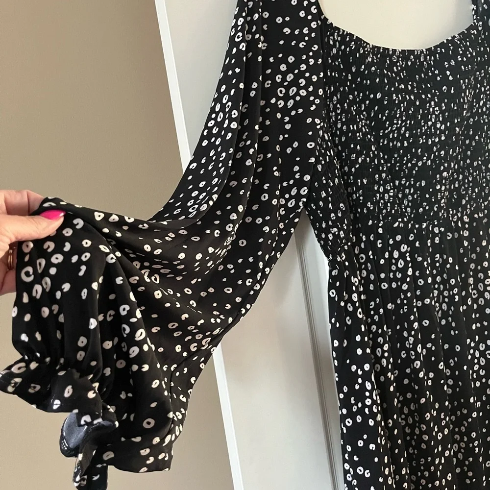 White Birch Black with Small white Dot Pattern Stretch midi length Size 3X - Picture 15 of 16